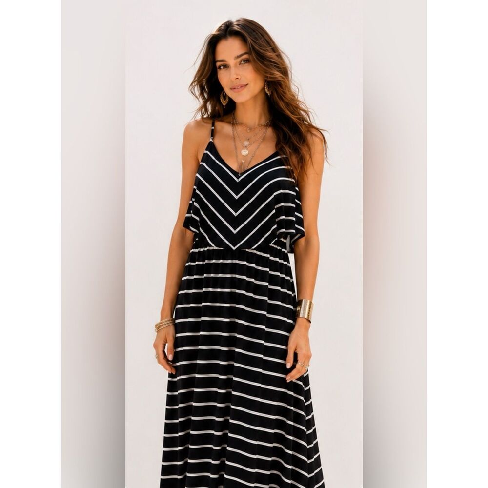 R2D Striped Maxi Dress